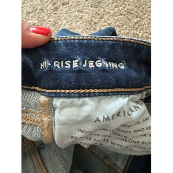 American Eagle Distressed High Rise Jeggings Women's Size 2 Next Level Stretch - Picture 11 of 15